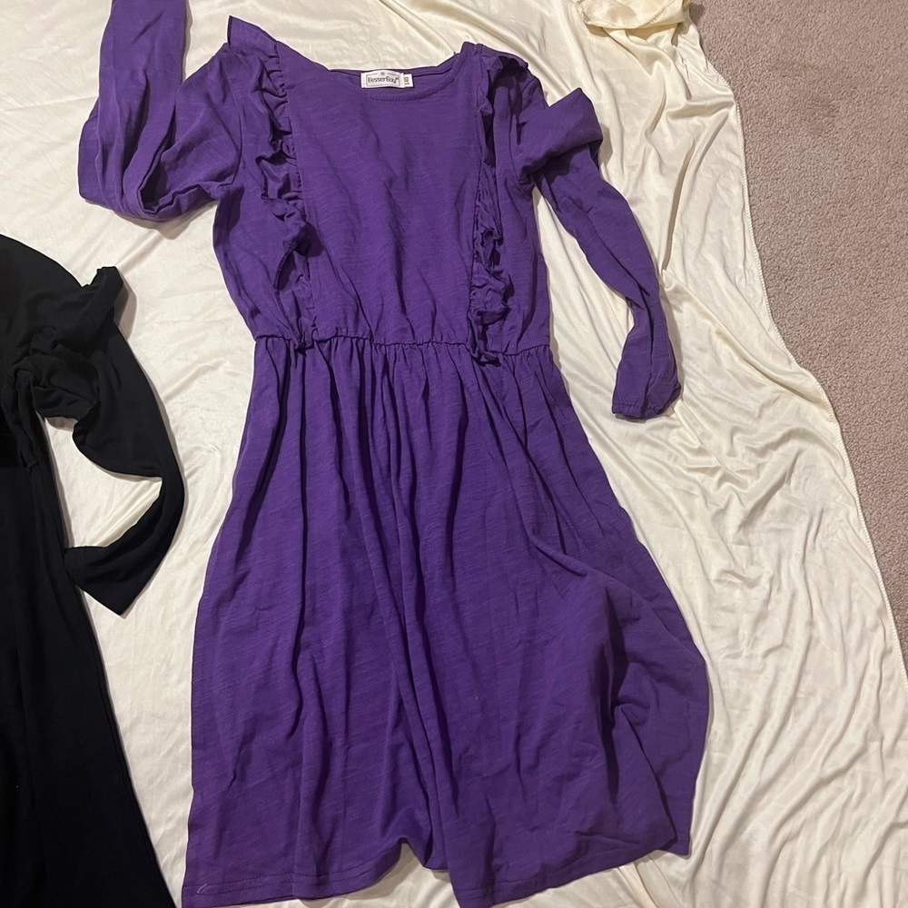 BesserBay Girls Ruffle Trim Long Sleeve Dresses โ Bundle of 2 โ Size 140 (NWOT) - Picture 3 of 4